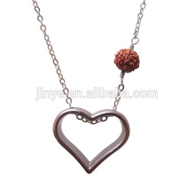 Fashion Simple Open Heart Necklace With Rudraksha Beads